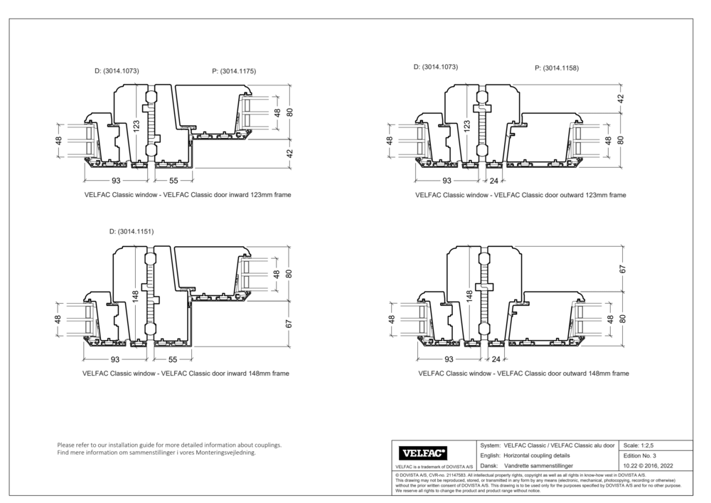 Coupling details, VELFAC Classic wood/alu - VELFAC Classic wood/alu entrance doors